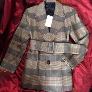 🔥SOLD🔥(Zara) Taupe Brown Check Blazer